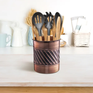 Wave Embossed Round Shape Metal Cutlery Holder in Wholesale Price - Product Image 6