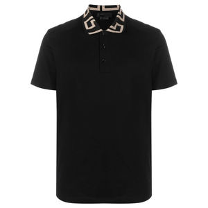 Chemise de golf pour homme sur mesure OEM, tricotée unie, 100% coton, respirante, formelle, manches courtes avec détails Greca, nouvelle arrivée - Product Image 1
