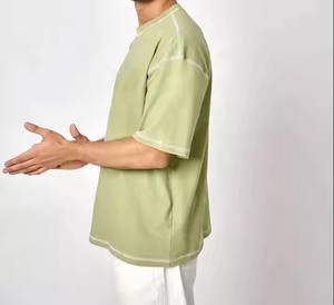 Camiseta de algodón 100% personalizada con hombros caídos de gran tamaño para hombre, serigrafía con logotipo, ropa de calle de peso pesado, antibolitas rápidas - Product Image 3