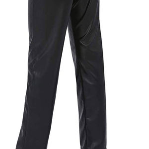 Pantalones de Cuero Genuino para Mujer, Casuales, de Pierna Ancha, Cintura Alta, Rectos - Product Image 5