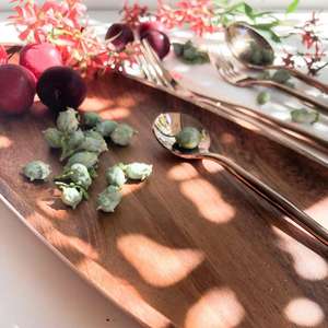 Ensemble de couverts en acier inoxydable durables Ensemble d'argenterie américaine plaquée cuivre Ensemble de couverts élégants de qualité supérieure réutilisables Vente - Product Image 4