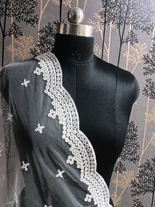 Fantaisie Papillon Brodé Dupatta Georgette Tissu pour Filles Style Uni Tissé Techniques Mémoire Caractéristique PA Enduit Moyen - Product Image 3