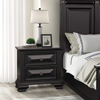 Ensembles de meubles de chambre à coucher en bois Meridian, lit king-size, coiffeuse, miroir, bureau, noir vintage