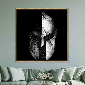 Modern Black & White Spartan Helmet Molon Labe <b>Canvas</b> Print Art,GOLD <b>FRAMED</b> <b>CANVAS</b> - Product Image 1