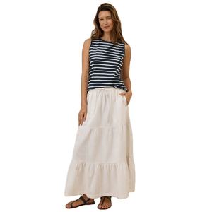 Meilleure qualité femmes sans manches débardeur décontracté rayé col rond coton polyester vêtements d'été logo personnalisé en gros dames gilet - Product Image 3