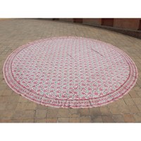120 pouces rond de luxe rose et main bloc impression décorations de mariage nappe pour événements nappes scintillantes de l'inde Jaipur