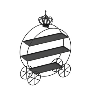 ชั้นวางมงกุฎเหล็กสามชั้นชั้นชั้นวางแสดงสีดำหรูหราสำหรับคัพเค้กขนมหวานและของตกแต่งโต๊ะงานเลี้ยง - Product Image 4