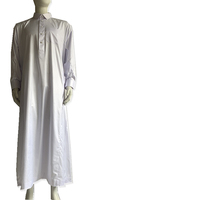Chemise blanche à manches longues en coton pour homme, coupe classique, couleur unie, anti-plis, col boutonné, pour usage quotidien, type Thobe