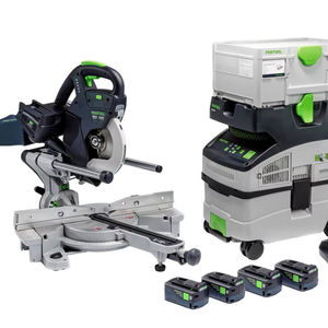 NUEVA Sierra Ingletadora Deslizante de Doble Compuesto KS 120 AUTÉNTICA con Extractor de Polvo T-LOC + CT 48 - Product Image 1