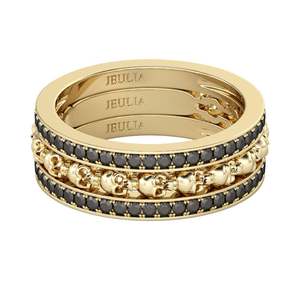 Jeulia 3-Piece Yellow Gold Tone <b>Skull</b> <b>Ring</b> Set for Anniversary - Product Image 2