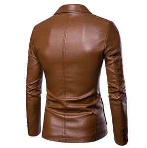 Chaqueta de Cuero para Hombre, Estilo Casual, Clásico, de Negocios, para Motociclistas, Chaqueta de Cuero PU, Abrigo de Cuero Original - Product Image 2