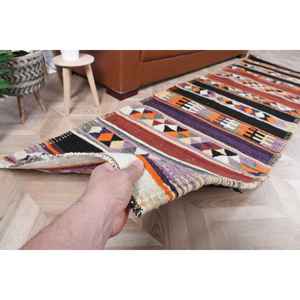 Alfombra Vintage de 2.7x9 pies, Alfombra Turca, Alfombra Negra Abstracta - Product Image 3