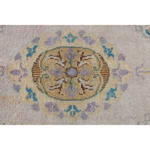 Turkish Vintage Small Rug 1.9x3.1 ft, <b>Brown</b> Blue Striped <b>Wool</b> Rug - Product Image 5