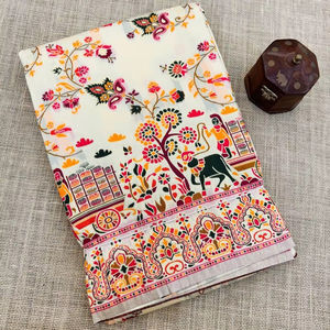 Exquisito Sari tradicional indio 100% de seda pura Elegante ropa étnica para bodas, festivales y grandes celebraciones - Product Image 1