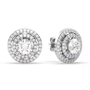Boucles d'oreilles plaquées or rose avec serti de strass en cristal rond pour femmes, bijoux de mariage classiques - Product Image 5