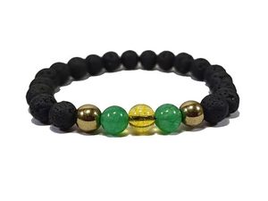 Bracelet en cristal Vert aventurine avec Pyrite Bracelet en pierre ronde Cristal Gemstone Bijoux de mode Hommes et Femmes Cadeau Énergie - Product Image 2