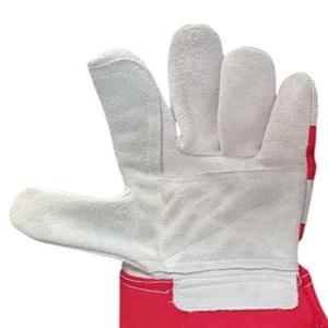 Guantes de aparejo de cuero dividido de doble palma Forro de algodón Anti-Corte Anti-impacto Antideslizante Anti-calor Guantes de seguridad de trabajo industrial Rojo - Product Image 4