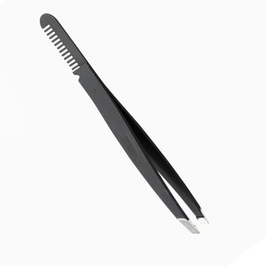 Pince à sourcils 2 en 1 à pointe oblique de précision en acier inoxydable pour la mise en forme et le toilettage avec brosse pratique - Product Image 1