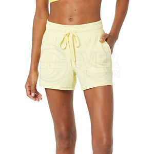 Shorts Deportivos Casuales Transpirables para Yoga, Gimnasio, Fitness, Diseño Sólido, Cintura Media, Bolsillos Elásticos, 100% Algodón - Product Image 2
