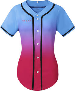 Camisetas de béisbol con botones de dos tonos para mujer Ropa deportiva Ropa de calle Diseño en blanco - Product Image 1