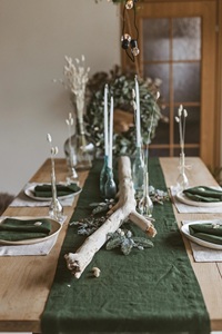 Chemin de Table en lin lavé à la pierre fait à la main adouci Style européen motif solide écologique personnalisable décor de Table rustique - Product Image 6