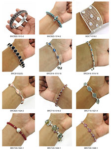 Solide 925 argent Sterling lourd nouveau Design multicolore améthyste perle et noir Onyx pierre précieuse manchette bracelet bijoux fins pour les femmes - Product Image 5