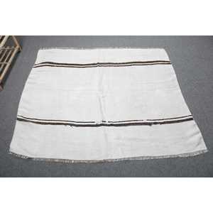 พรมตุรกีวินเทจ ขนาด 5.1x4.3 ฟุต (154x130 ซม.) ลายตารางสีขาวน้ำตาล - Product Image 1