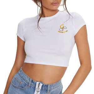 เสื้อยืดครอปไซส์ XL ของผู้หญิงเสื้อยืดฮิปฮอปสไตล์ฮิปฮอปพิมพ์ลายไหล่สีขาวสำหรับหลุมลำลองฤดูร้อน - Product Image 2