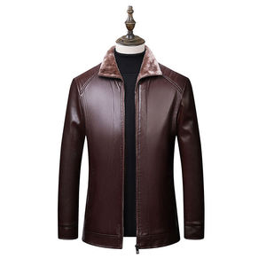 Men's Casual Leather <b>Jacket</b> <b>Slim</b> <b>Fit</b> <b>Jacket</b> Spring and Autumn Motorcycle <b>Jacket</b> - Product Image 2
