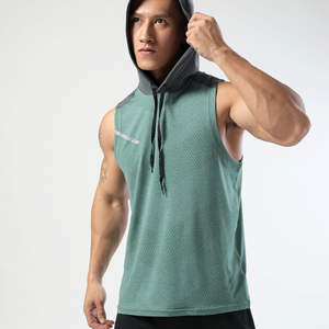 เสื้อฮู้ดแขนกุดของผู้ชายผ้านิ่มสำหรับเล่นกีฬาเล่นยิมออกกำลังกายเสื้อกล้ามแฟชั่นอินเทรนด์น้ำหนักเบาไซส์ใหญ่ - Product Image 1