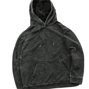 Hip Hop Heavyweight 100% algodón polar de gran tamaño en blanco Vintage ácido lavado con capucha logotipo personalizado sudaderas con capucha - Product Image 1