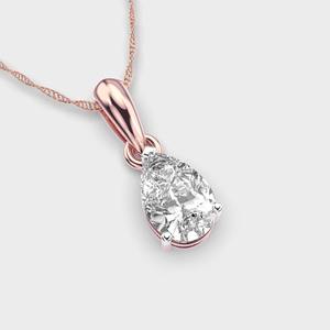 Colgante solitario con corte de pera en oro rosa/amarillo y blanco de 9 quilates - Product Image 2