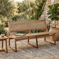 Chaise de salle à manger en bois massif Aswattha Visionary, dossier en rotin tressé, chaise d'appoint en bois pour cuisine, style moderne