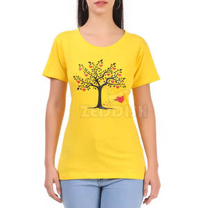 T-shirt femme 100% coton Logo personnalisé Meilleur prix de vente en ligne Impression numérique d'été de haute qualité - Product Image 1