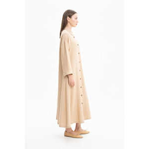 Robe en jean crochetée à col licou pour femme Camel - Options florales et unies respirantes XS-XL - Product Image 2