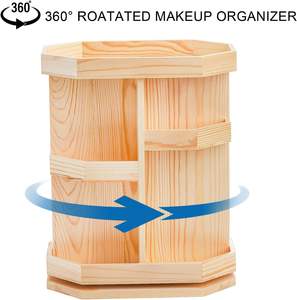 Organisateur de maquillage en bois rotatif à 360 degrés, carrousel de stockage de cosmétiques organisateur de comptoir multifonction pour salle de bain - Product Image 3