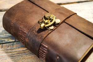 Journal en cuir véritable fait à la main, nouveau style vintage, format A5, couverture rigide, carnet de croquis, bord de feuille recyclé, coton, crayon, cadeau - Product Image 3