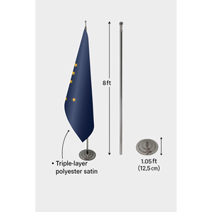 Bandera Oficial de Alaska para Interiores, Personalizada, 3x5 pies, Impresa Digitalmente, de Algodón y Poliéster, con Asta de Aluminio para Exhibición - Product Image 5