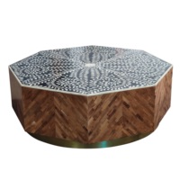 Table basse ronde en bois massif au design moderne Mobilier de maison de qualité authentique pour le salon Vente des exportateurs indiens