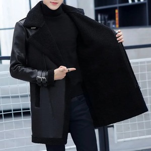 Winter Casual Hommes Regular Thick Genuine Leather Canvas Waterproof Breathable Windbreaker Jackets Solid Fleece Overcoat - Product Image 4