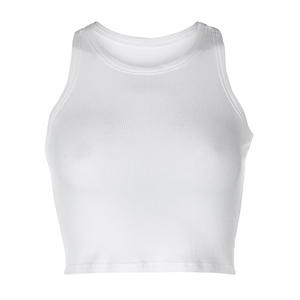 Femmes à la mode doux bouton à manches courtes débardeur évacuation de l'humidité séchage rapide 100% coton polaire tissu athlétique Fitness Sports - Product Image 6