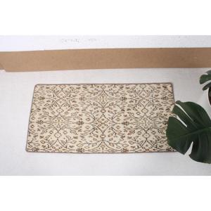 Tapis de 1,5 x 3 pieds, tapis turc vintage, tapis à pois marron et blanc - Product Image 3