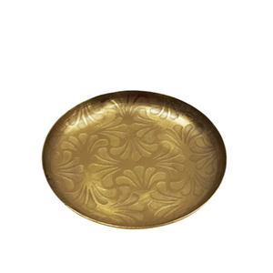 Servir plaque ronde en fer couleur or plaque décorative de taille moyenne pour la décoration de fête et de mariage en vrac personnalisé - Product Image 5
