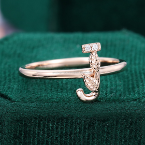 แหวนแต่งงานประดับเพชรชุบทองแหวนแต่งงานแฟชั่น925ตัวอักษรเริ่มต้นของผู้หญิง - Product Image 4