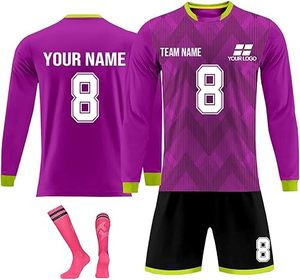 Camiseta personalizada, camiseta de fútbol NameNumberLogo personalizada, camiseta de portero de fútbol personalizada de manga larga con cuello redondo - Product Image 2