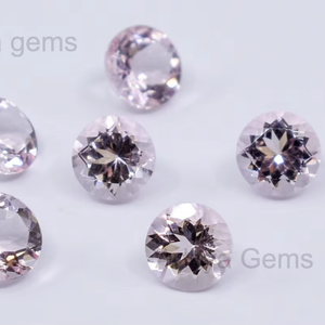 พลอยมอร์แกไนต์สีชมพูแบบบราซิลเลี่ยนอัญมณีทรงกลมแบบตัดตรงจาก Jaipur เครื่องประดับสีชมพูพีช - Product Image 1