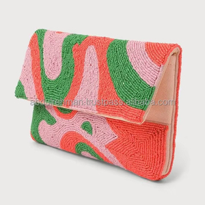 กระเป๋าคลัทช์ลูกปัดลายทางวินเทจแฟชั่นสำหรับผู้หญิงมีซิปปิดคลุมสำหรับงานเลี้ยง - Product Image 1