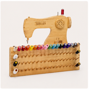 Wood 5-Layer Eco-friendly Minimalist Modern Sewing Machine Shape Thread <b>Spool</b> Rack Wall Mounted Storage <b>Holder</b> Workshops - Product Image 1