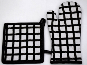 Ensemble de gants de cuisine et porte-casseroles, résistant à la chaleur, outil micro-ondes 100% coton, dos en silicone, fabricants bon marché, vente en gros - Product Image 5