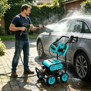Nettoyeur haute pression professionnel sur roulettes 2000W 160 bars avec enrouleur <span class=keywords><strong>de</strong></span> tuyau pour le nettoyage automobile - Product Image 4